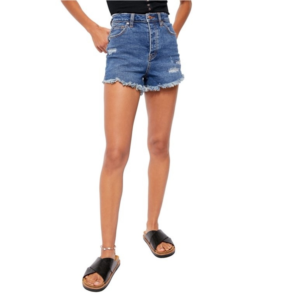 Free People CRVY high waisted denim shorts